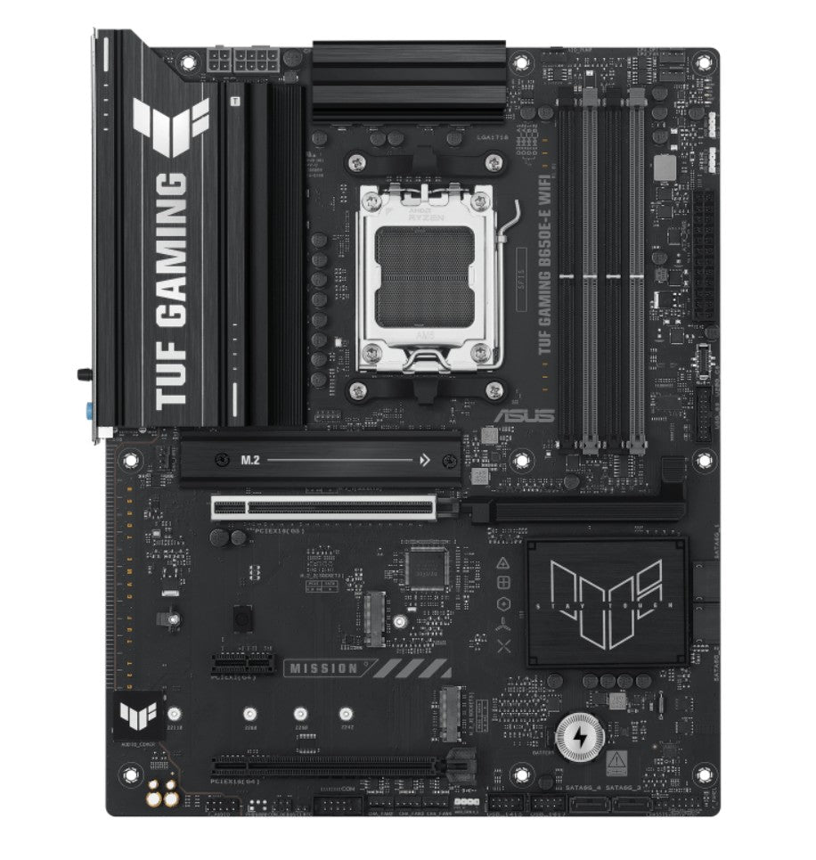 ASUS AMD B650E TUF GAMING B650E-E WIFI (AM5) ATX Motherboard, DDR5(4x), 8+2+1 Power Stages, PCIe 5.0, 3x M.2, Front 10Gbps USB-C, 2.5Gb LAN, Wi-Fi 6E