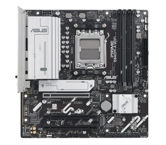 ASUS AMD PRIME B840M-A WIFI-CSM (AM5) Micro ATX Motherboard, DDR5 192GB, 2x PCIe 4 x16 slot, 3x M.2 slots, 4x SATA, Wi-Fi 6E, 1x HDMI, 1x DP