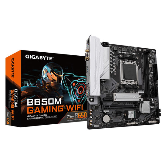 Gigabyte B650M GAMING WIFI, AMD AM5, 2 x DDR5 up to 128 GB, 1 x HDMI, 1 x PCI Express x16, 1 x PCI Express x1, 1 x M.2, 4 x SATA, 4 x USB 3.2
