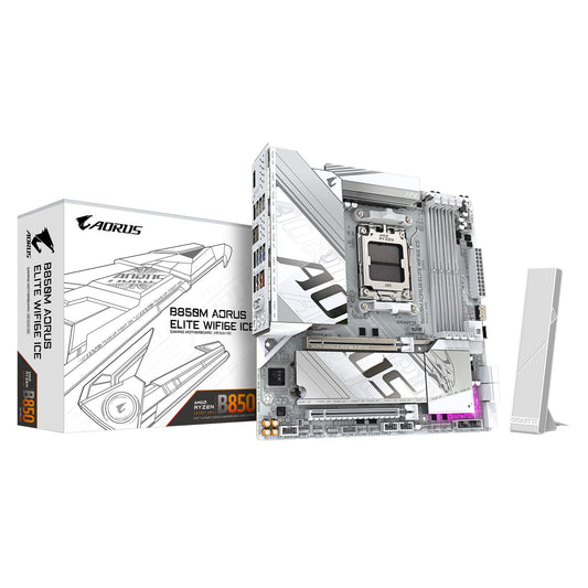 Gigabyte B850M A ELT WF6E ICE, AMD AM5, 4 x DDR5 up to 256 GB, 1 x HDMI, 1 x PCI Express x16, 2 x M.2, 4 x SATA, 9 x USB 3.2