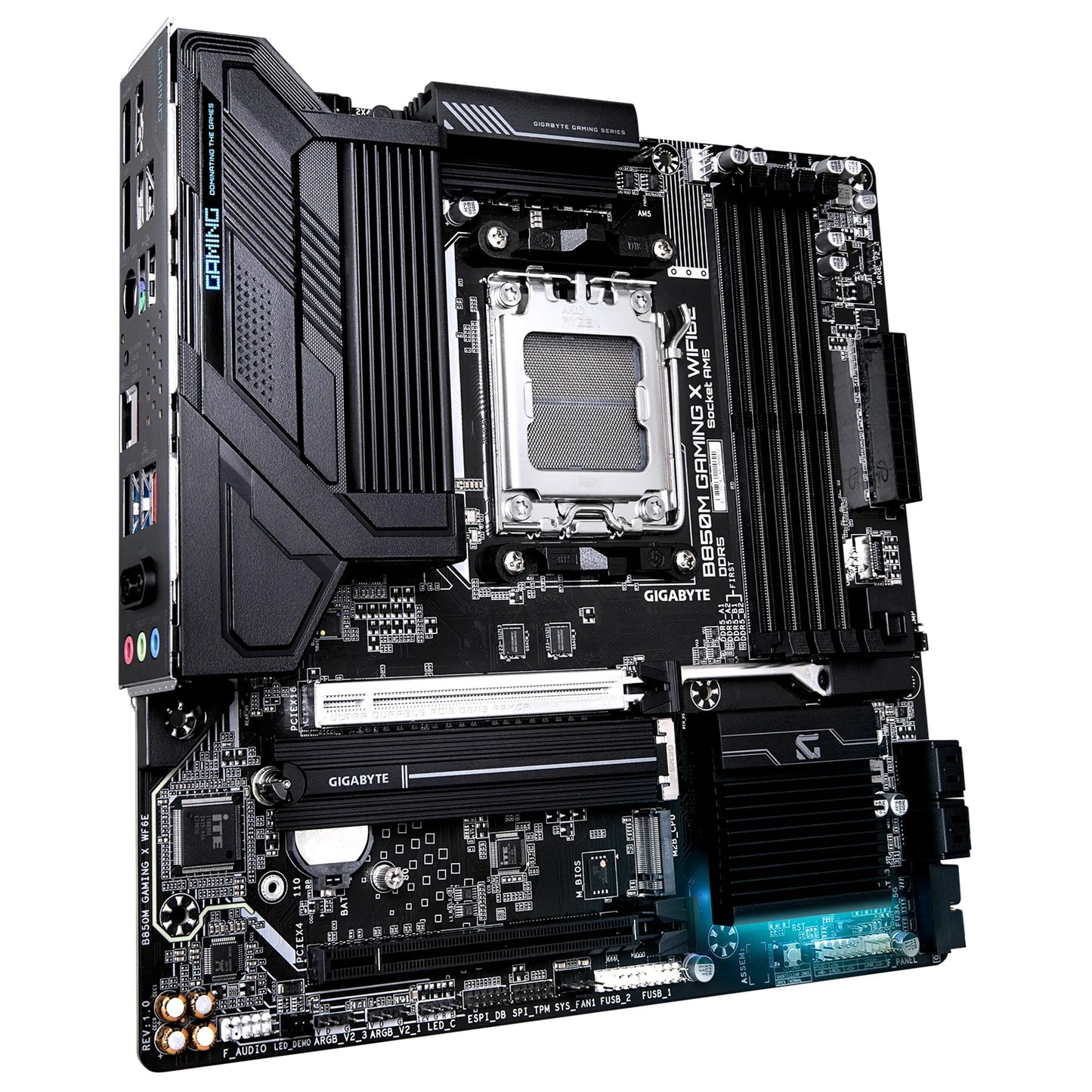 Gigabyte B850M GAMING X WF6E 1.0, AMD AM5, 4 x DDR5 up to 256 GB, 1 x HDMI, 2 x PCI Express x16, 2 x M.2, 4 x SATA, 5x USB 3.2